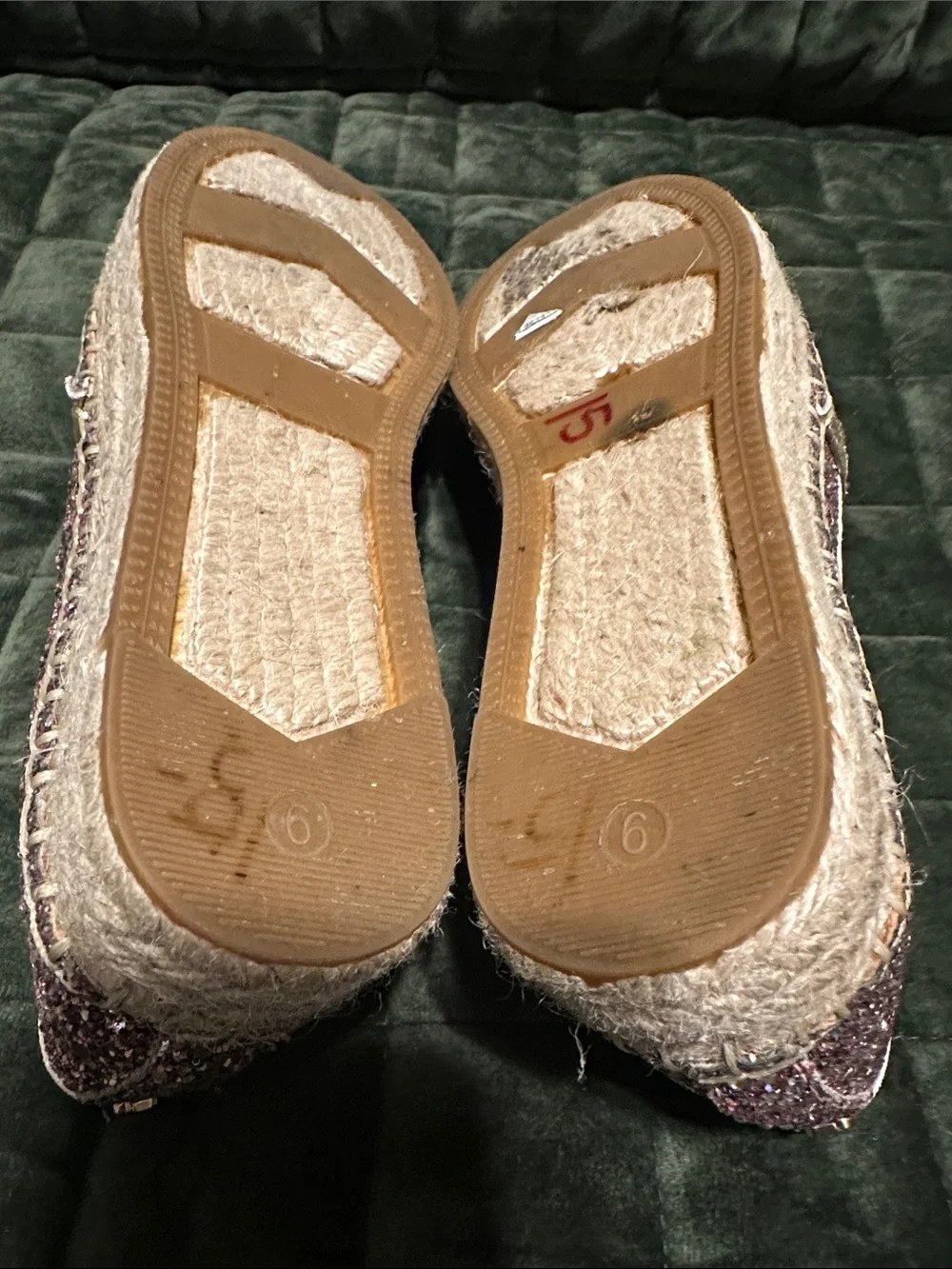 kate spade Glitter Pink Espadrille Flats with Gold Trim